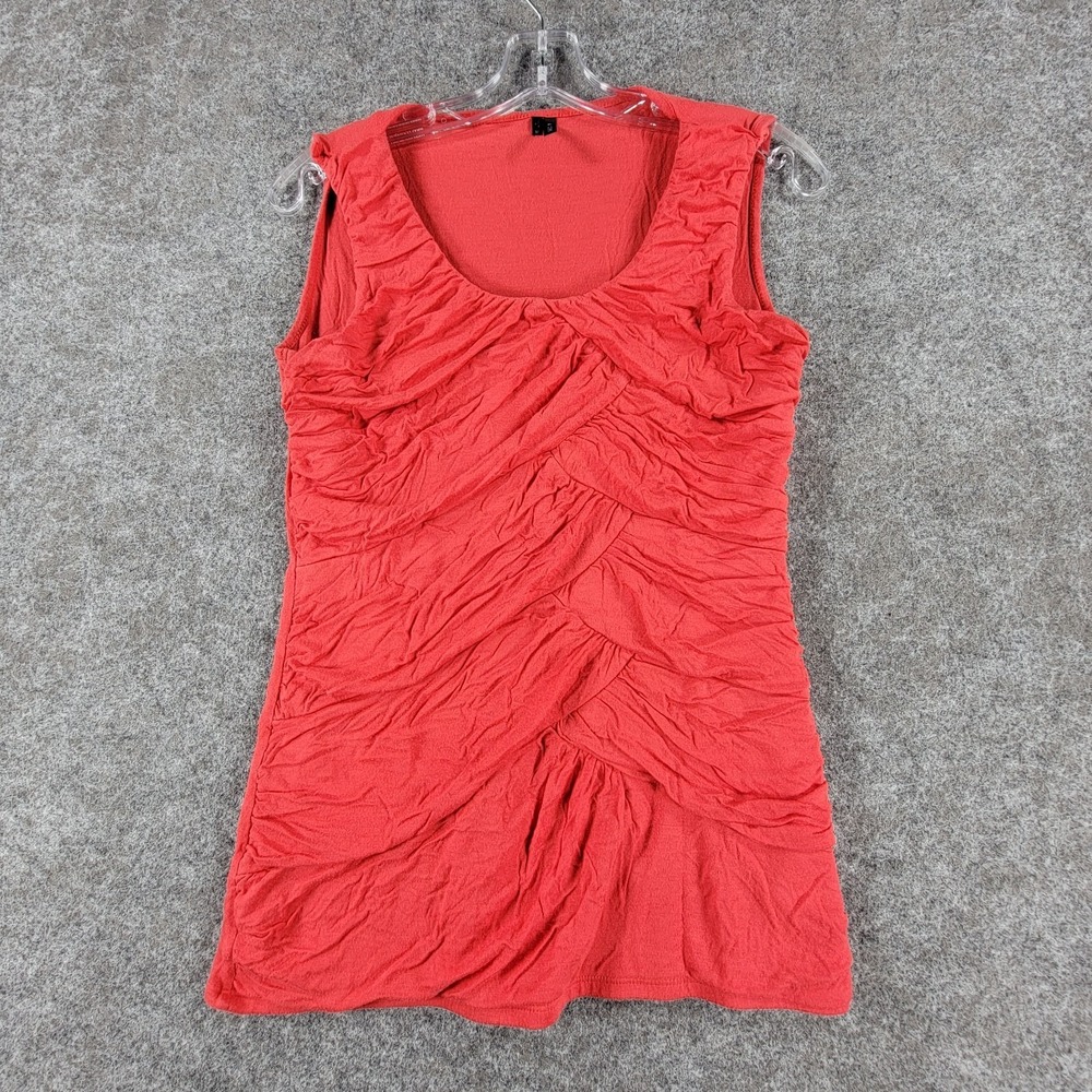 Maurices Tank Top Womens M Red Ruched Detail Round Neck Sleeveless Stretch Lined